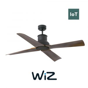 FARO WINCHE 33481W 50“ černá/tmavé dřevo Reverzní stropní ventilátor IP44 WiZ